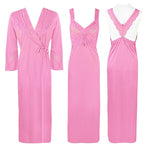 Afbeelding in Gallery-weergave laden, Baby Pink / One Size Satin 2 Pcs Cross Back Nighty With Robe The Orange Tags
