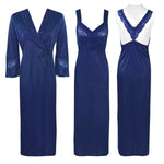 Load image into Gallery viewer, Navy / One Size Satin 2 Pcs Cross Back Nighty With Robe The Orange Tags
