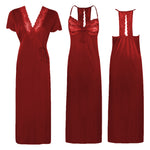 Charger l&#39;image dans la galerie, Deep Red / One Size Ladies Halterneck Satin Nightie and Robe 2Pcs Set The Orange Tags
