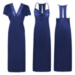 Load image into Gallery viewer, Navy / One Size Ladies Halterneck Satin Nightie and Robe 2Pcs Set The Orange Tags
