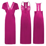 Load image into Gallery viewer, Wine / One Size Ladies Halterneck Satin Nightie and Robe 2Pcs Set The Orange Tags
