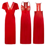Načíst obrázek do prohlížeče Galerie, Red / One Size Ladies Halterneck Satin Nightie and Robe 2Pcs Set The Orange Tags
