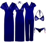 Načíst obrázek do prohlížeče Galerie, Navy / One Size 6 Pcs Bridal Nightwear Set The Orange Tags
