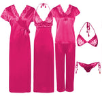 Načíst obrázek do prohlížeče Galerie, Rose Pink / One Size 6 Pcs Bridal Nightwear Set The Orange Tags
