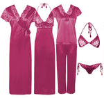 Load image into Gallery viewer, Rosewood / One Size 6 Pcs Bridal Nightwear Set The Orange Tags
