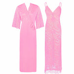 Charger l&#39;image dans la galerie, Baby Pink / One Size Full Lace Nighty with Satin Robe The Orange Tags
