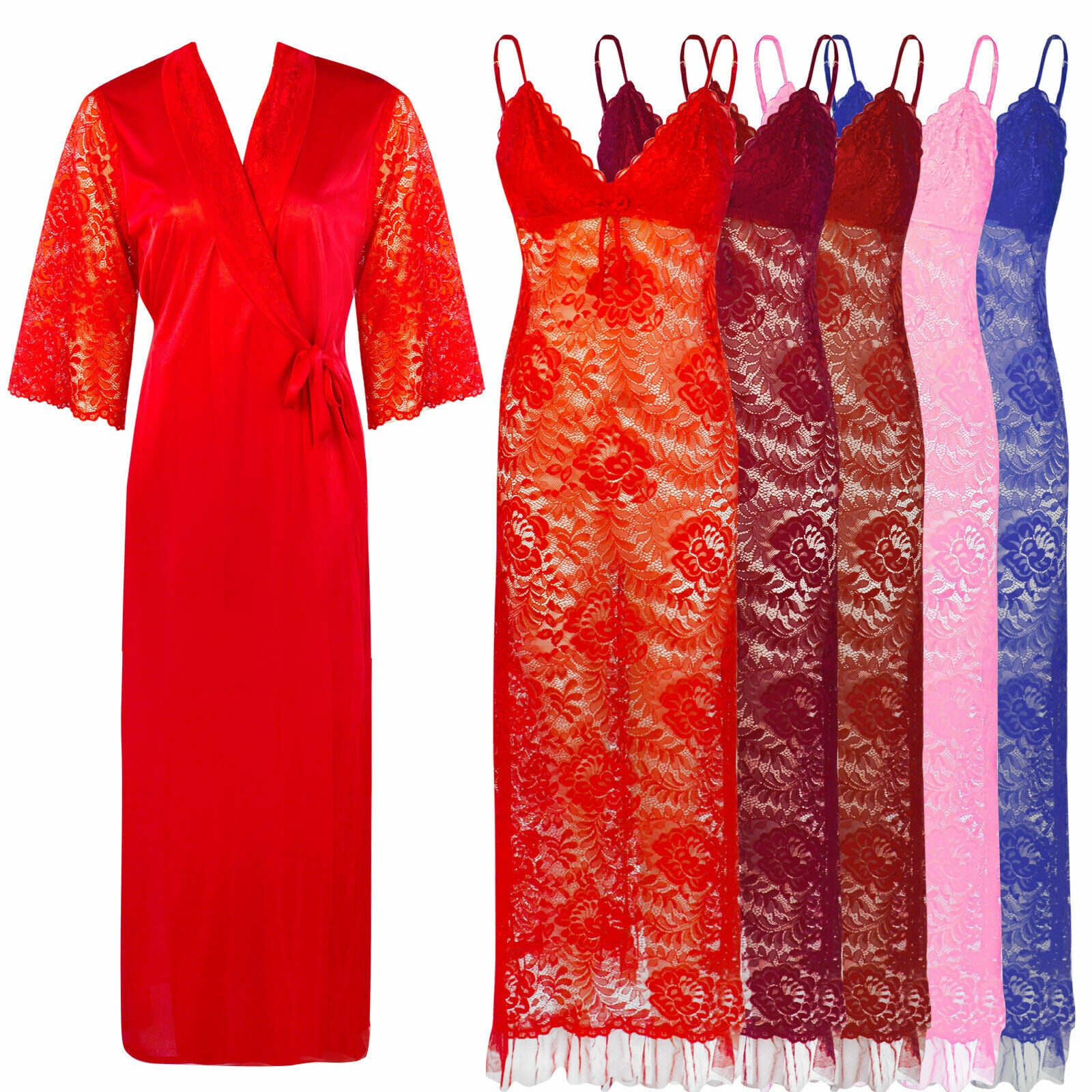 Full Lace Nighty with Satin Robe The Orange Tags