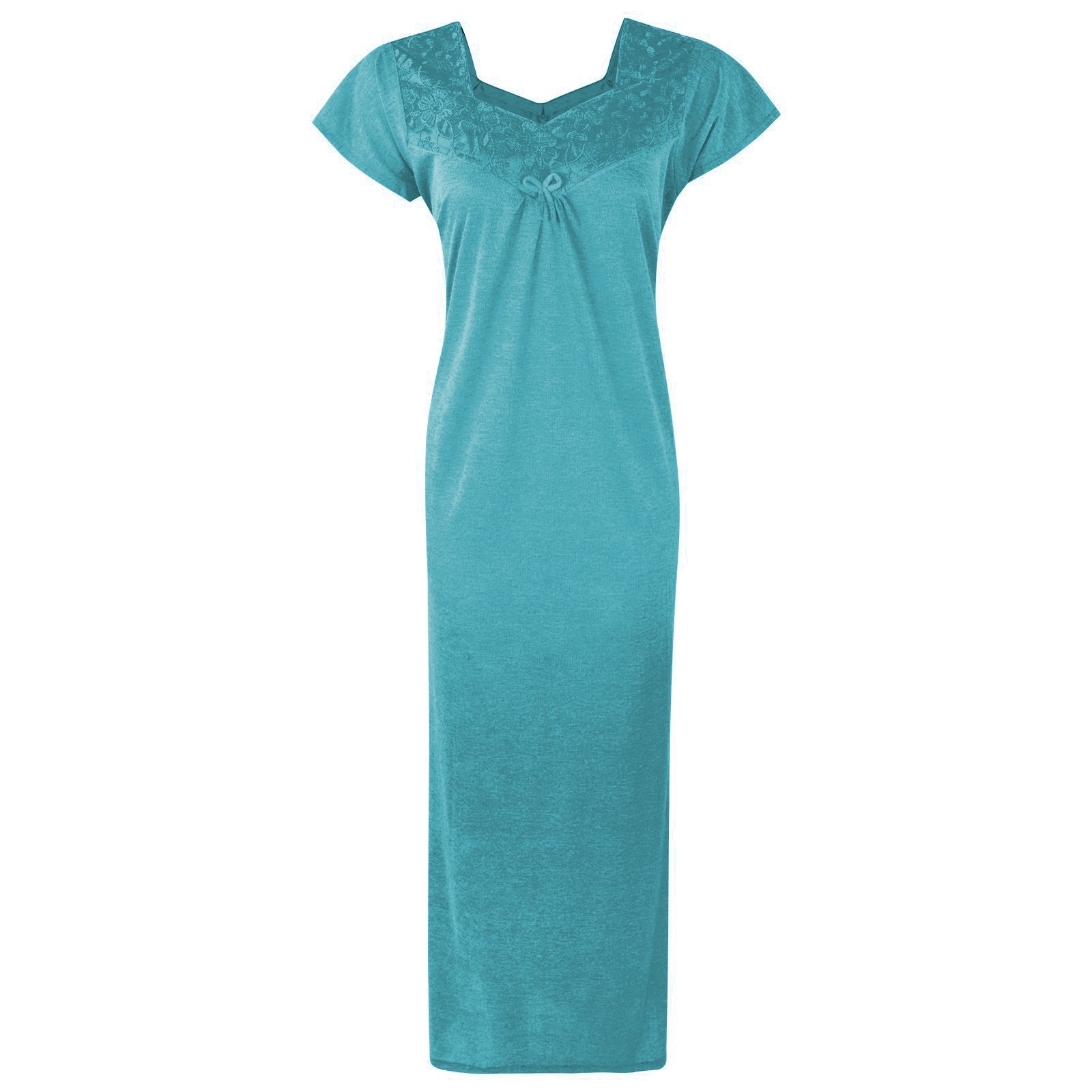 Teal / One Size Cotton-Rich Jersey Long Cotton Nightdress The Orange Tags