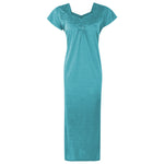 Charger l&#39;image dans la galerie, Teal / One Size Cotton-Rich Jersey Long Cotton Nightdress The Orange Tags
