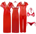 Afbeelding in Gallery-weergave laden, Red / One Size 6 Pcs Bridal Nightwear Set The Orange Tags
