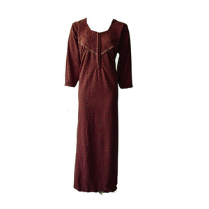 Women's Woollen Full Sleeve Winter Fleece Nighty Ladies Maxi Gown Nightdress 12-16 The Orange Tags