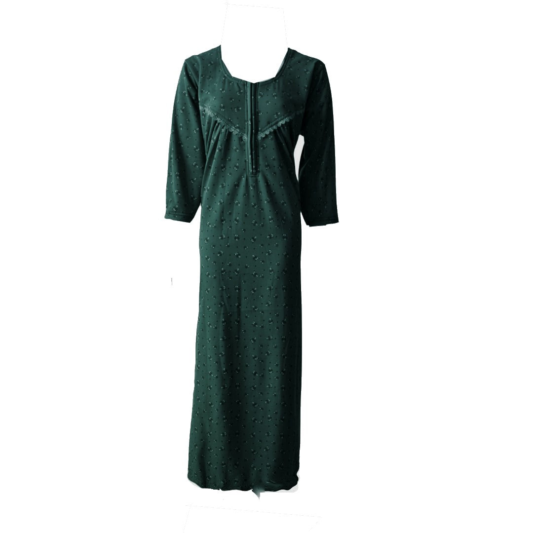 Teal / L Women's Woollen Full Sleeve Winter Fleece Nighty Ladies Maxi Gown Nightdress 12-16 The Orange Tags