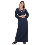Load image into Gallery viewer, Navy / XL Women&#39;s Woollen Embroidery Full Sleeve Winter Ladies Fleece Nighty Maxi Gown Plus Size 14-18 The Orange Tags

