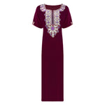 Charger l&#39;image dans la galerie, Deep Red / L Fiona Embroidered Cotton Nightdress Plus Size The Orange Tags
