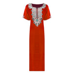 Charger l&#39;image dans la galerie, Red / L Fiona Embroidered Cotton Nightdress Plus Size The Orange Tags
