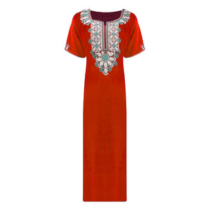 Red / L Fiona Embroidered Cotton Nightdress Plus Size The Orange Tags