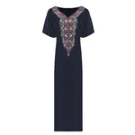 Load image into Gallery viewer, Navy / L Nova Plus Size Embroidered Nightdress The Orange Tags
