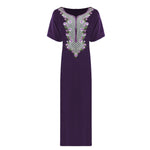 Načíst obrázek do prohlížeče Galerie, Dark Purple / L Bella Plus Size Embroidery Cotton Nightdress The Orange Tags
