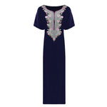 Load image into Gallery viewer, Navy / L Bella Plus Size Embroidery Cotton Nightdress The Orange Tags
