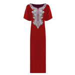 Afbeelding in Gallery-weergave laden, Red / L Bella Plus Size Embroidery Cotton Nightdress The Orange Tags
