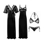 Načíst obrázek do prohlížeče Galerie, Black / One Size 4 Pcs Nightwear Set The Orange Tags
