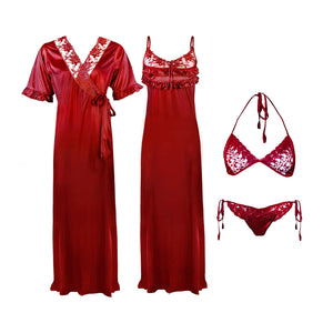 Red / One Size 4 Pcs Nightwear Set The Orange Tags