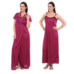 Charger l&#39;image dans la galerie, Wine / One Size Emma Satin Nightdress and Dressing Gown Set The Orange Tags
