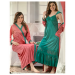 Charger l&#39;image dans la galerie, Coral / L (8-14) Designer Night Gown with Contrast Robe Plus Size The Orange Tags
