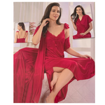 Charger l&#39;image dans la galerie, Pink / L (8-14) Luxury Satin Long Nightie with Robe The Orange Tags
