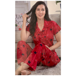 Load image into Gallery viewer, Hot Pink / L Star Print Satin Pyjama Set The Orange Tags
