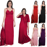 Load image into Gallery viewer, Women Strappy 2 Pcs Satin Long Nighty and Robe The Orange Tags
