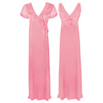 Načíst obrázek do prohlížeče Galerie, Baby Pink / One Size Satin 2 Pcs Nighty and Robe The Orange Tags
