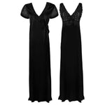 Load image into Gallery viewer, Black / One Size Satin 2 Pcs Nighty and Robe The Orange Tags
