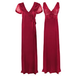 Afbeelding in Gallery-weergave laden, Cerise / One Size Satin 2 Pcs Nighty and Robe The Orange Tags
