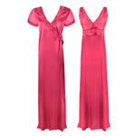 Afbeelding in Gallery-weergave laden, Fuchsia / One Size Satin 2 Pcs Nighty and Robe The Orange Tags
