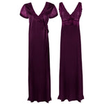 Charger l&#39;image dans la galerie, Dark Wine / One Size Satin 2 Pcs Nighty and Robe The Orange Tags
