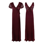 Charger l&#39;image dans la galerie, Deep Red / One Size Satin 2 Pcs Nighty and Robe The Orange Tags

