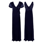 Charger l&#39;image dans la galerie, Navy / One Size Satin 2 Pcs Nighty and Robe The Orange Tags
