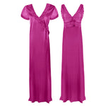 Načíst obrázek do prohlížeče Galerie, Rose Pink / One Size Satin 2 Pcs Nighty and Robe The Orange Tags
