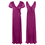 Afbeelding in Gallery-weergave laden, Wine / One Size Satin 2 Pcs Nighty and Robe The Orange Tags
