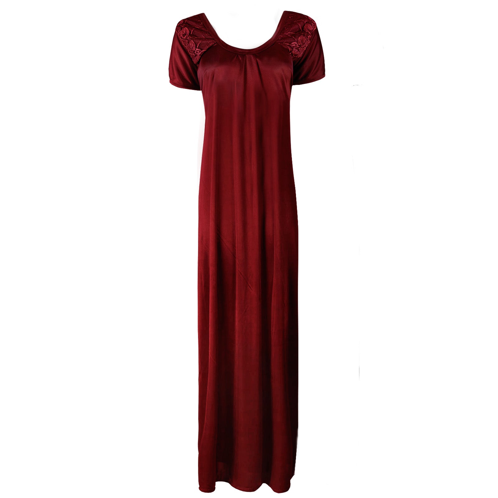 Deep Red / L Long satin maxi dress with Lace The Orange Tags
