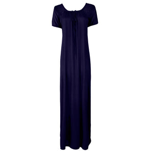 Navy / L Long satin maxi dress with Lace The Orange Tags