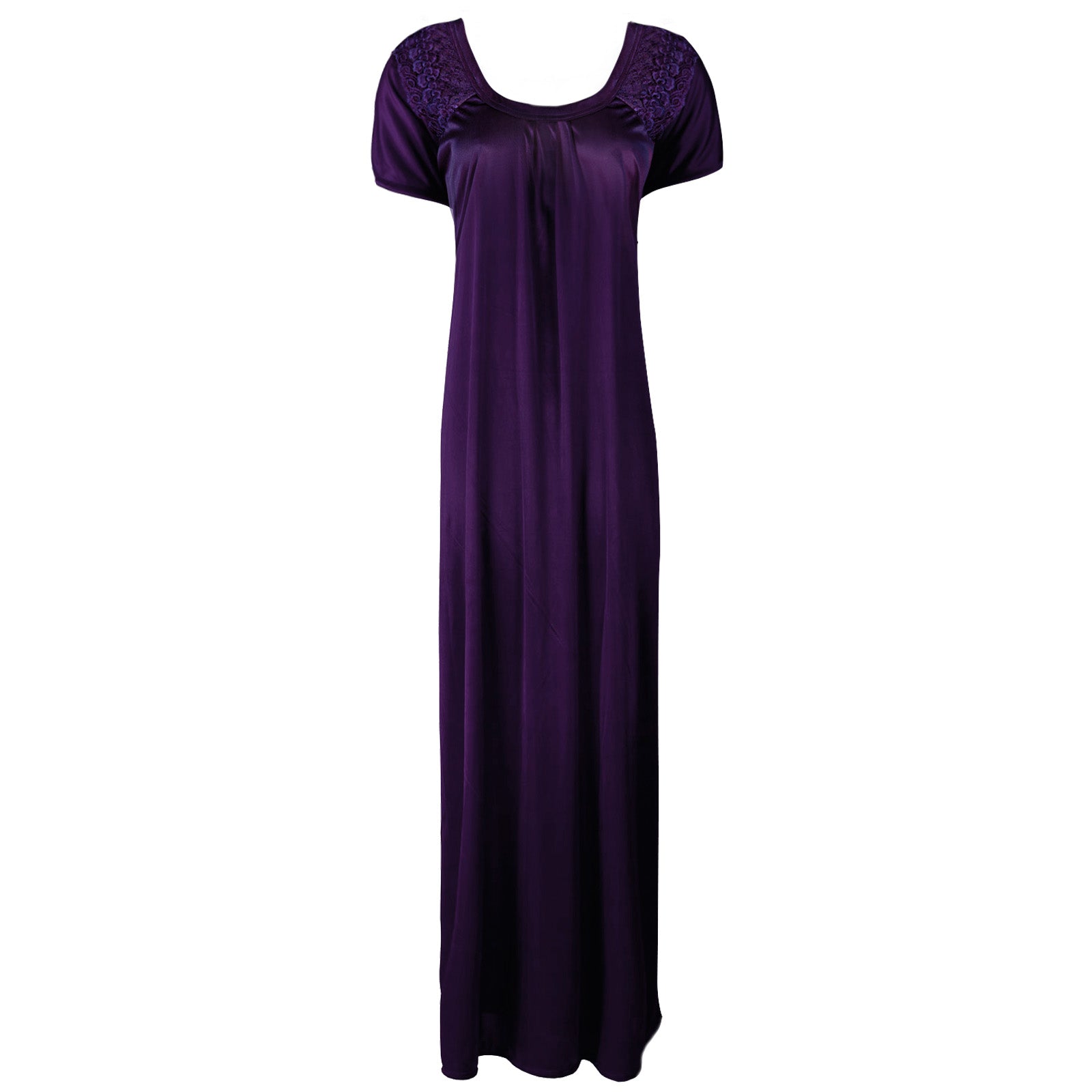 Dark Purple / L Long satin maxi dress with Lace The Orange Tags