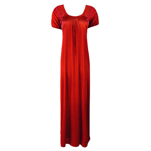 Red / L Long satin maxi dress with Lace The Orange Tags