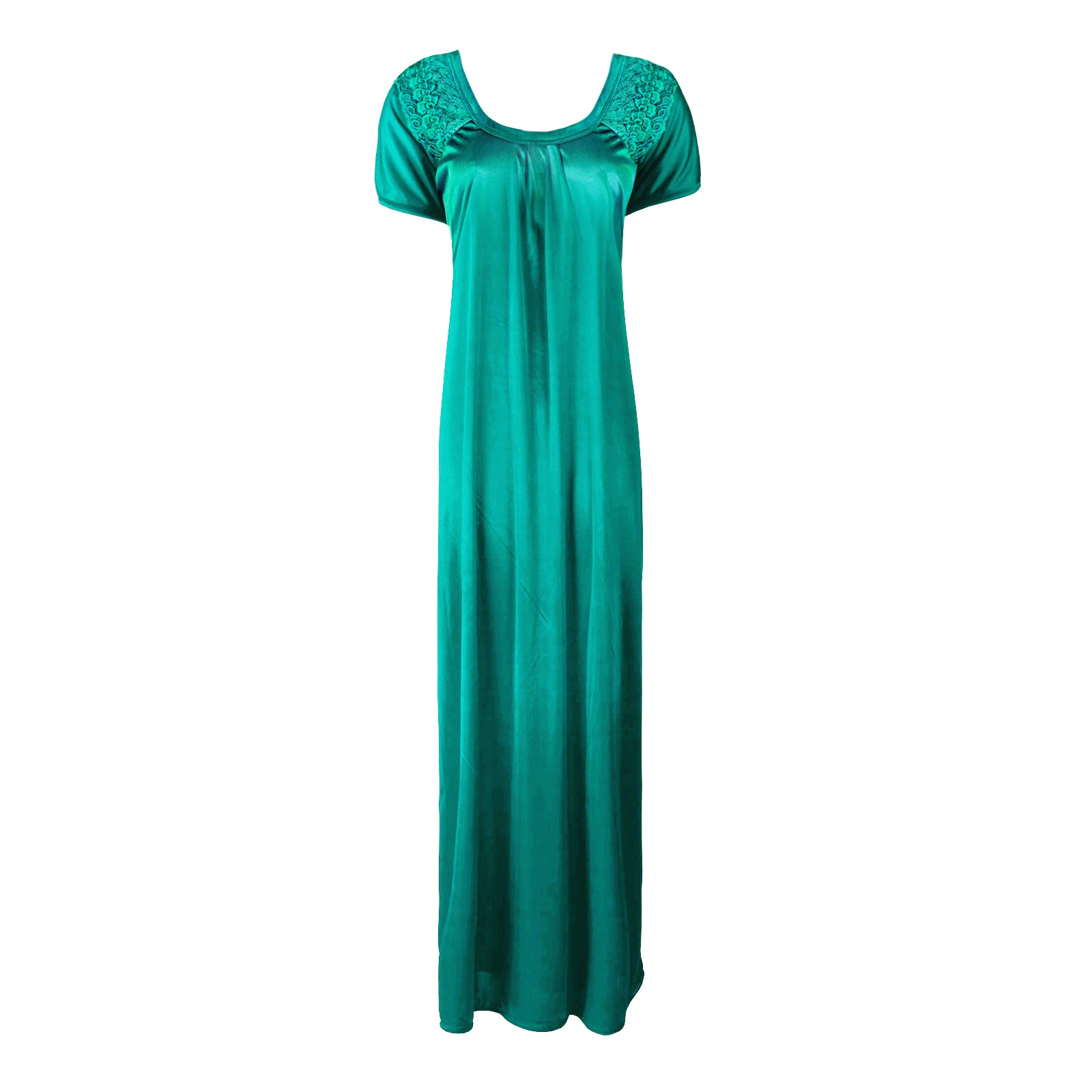 Teal / L Long satin maxi dress with Lace The Orange Tags
