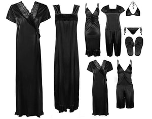 Black / One Size: Regular (8-14) Bridal 11 Piece Nightwear Set The Orange Tags