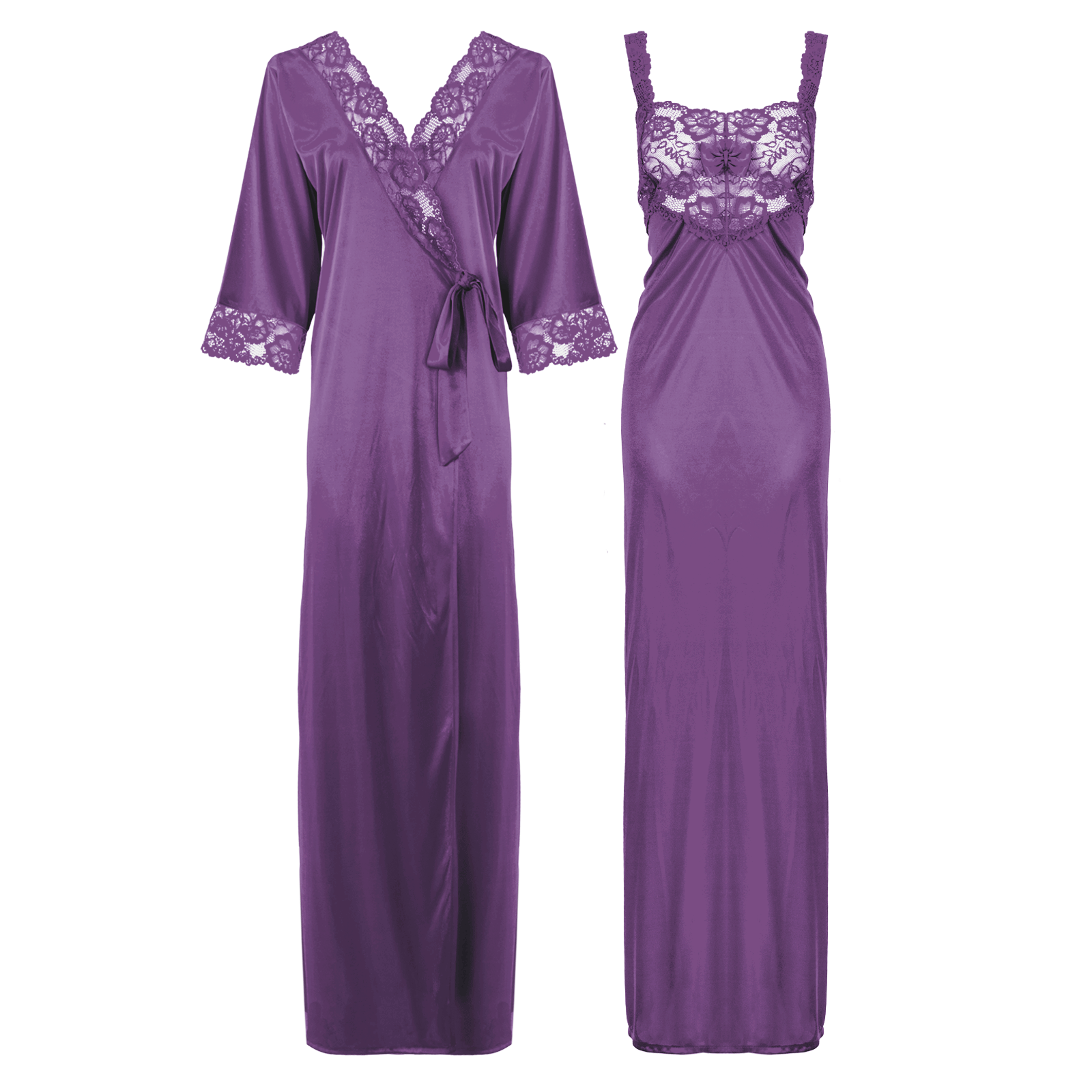 Satin Long Lace Nightie with Robe The Orange Tags