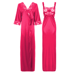 Load image into Gallery viewer, Fuchsia / XXL Satin Long Lace Nightie with Robe The Orange Tags
