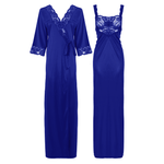 Charger l&#39;image dans la galerie, Blue / L Satin Long Lace Nightie with Robe The Orange Tags
