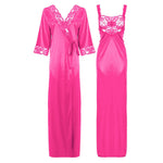 Charger l&#39;image dans la galerie, Rose / L Satin Long Lace Nightie with Robe The Orange Tags
